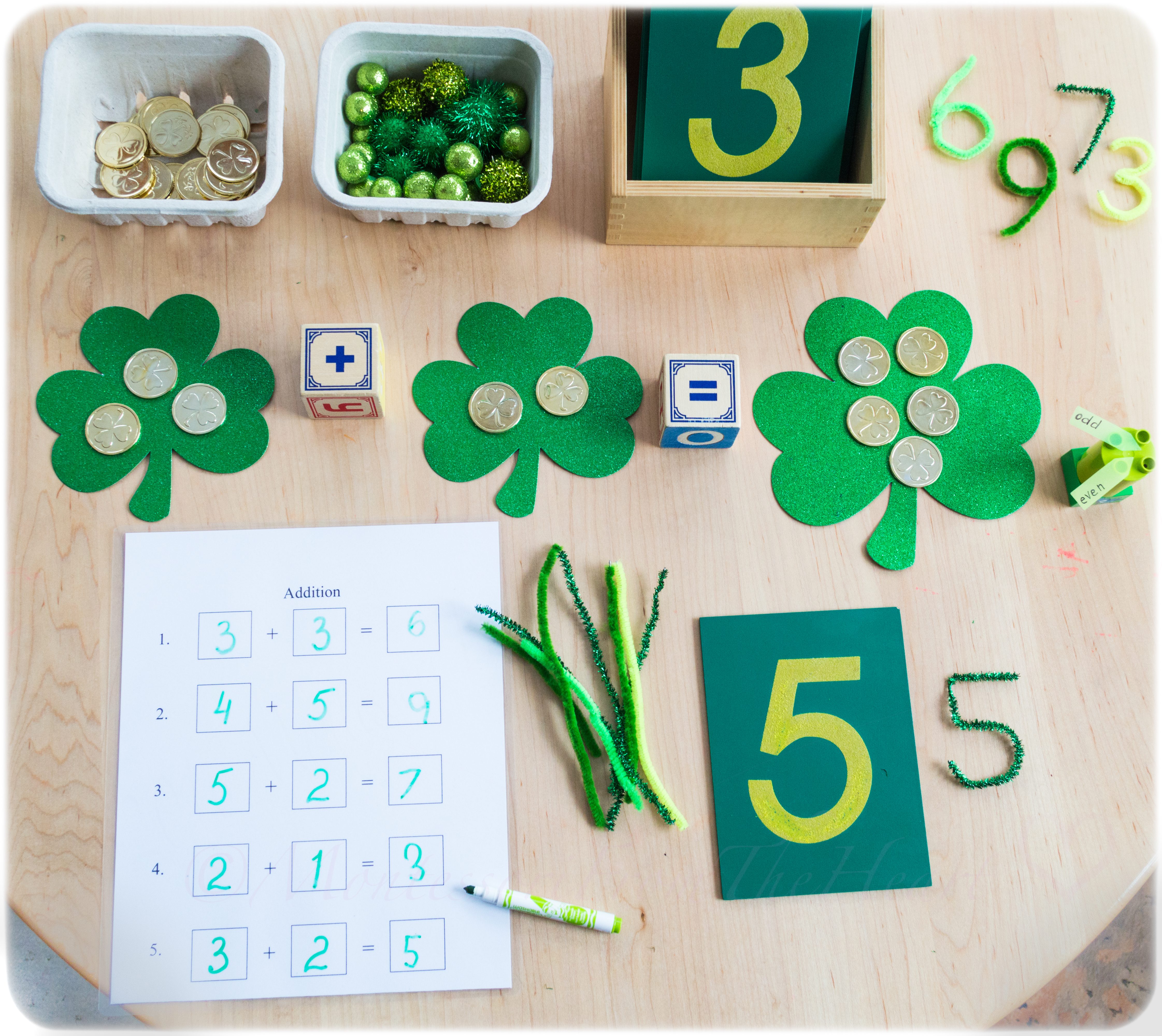 DIY Shamrock Addition Counting Kids Activity